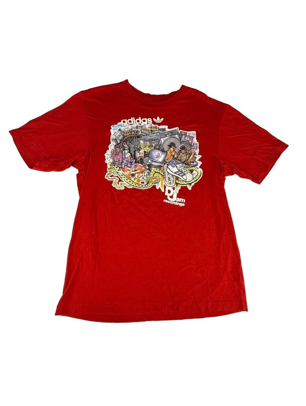 Adidas Originals x Def Jam Recordings T Shirt Mens Medium Red Hip Hop Graphic